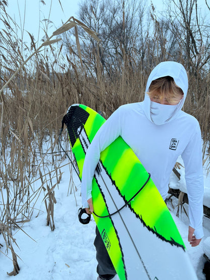 SURF-TEE MANCHES LONGUES À CAPUCHE UPF 50 +